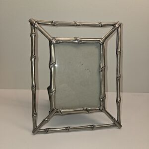 Silver Tone Bamboo Design Picture Frame 3.5"x5" Heavy Quality